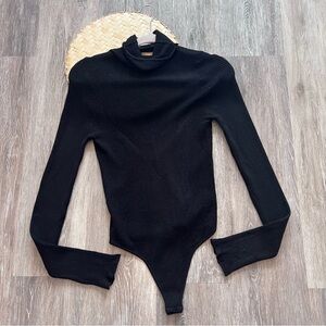 Free people intimately black ribbed knit bodysuit w/ open back‎ ribbed sweater